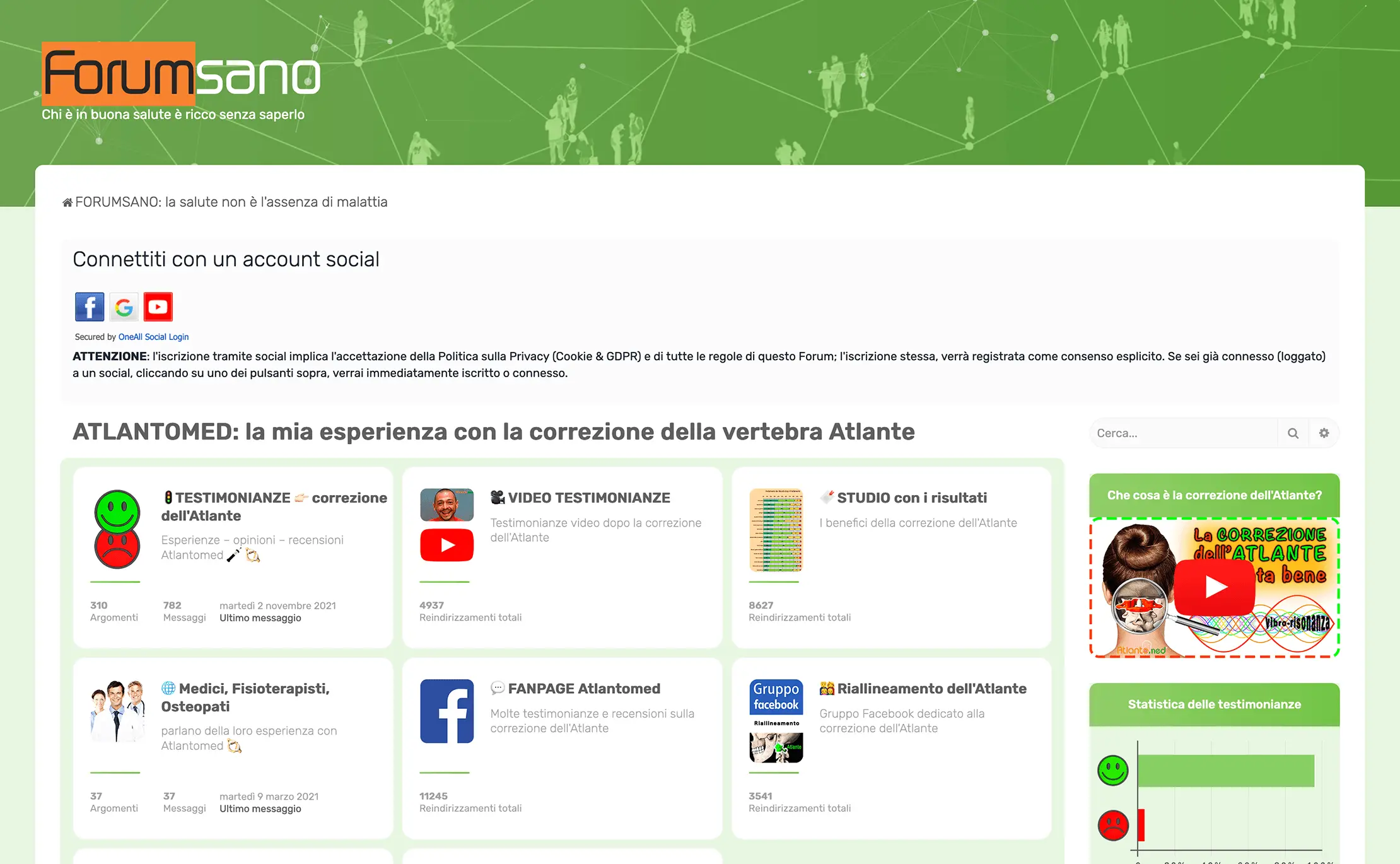 Le forum italien sur la correction de l'Atlas, témoignages et faits intéressants sur la santé